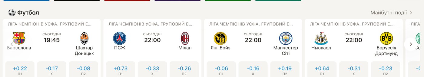 Лінія ставок на спорт із коефіцієнтами на сайті Buddy Bet